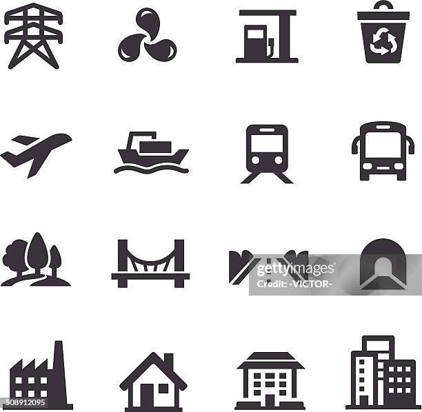 city construction icons - acme series - metro train stock illustrations