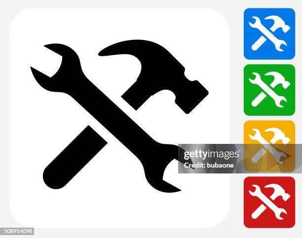 bildbanksillustrationer, clip art samt tecknat material och ikoner med tools and hardware icon flat graphic design - hammare