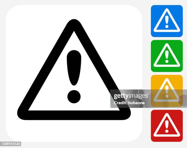 illustrazioni stock, clip art, cartoni animati e icone di tendenza di attenzione cartello progettazione grafico icona piatta - warning sign