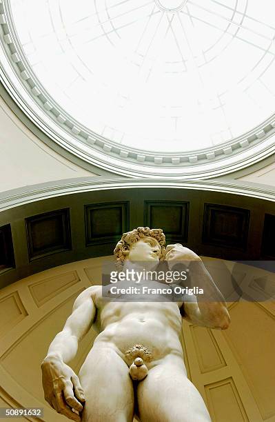 Restoration work on Michelangelo's masterpiece David is completed, May 24, 2004 at the Galleria dell'Accademia in Florence. The work has taken a...