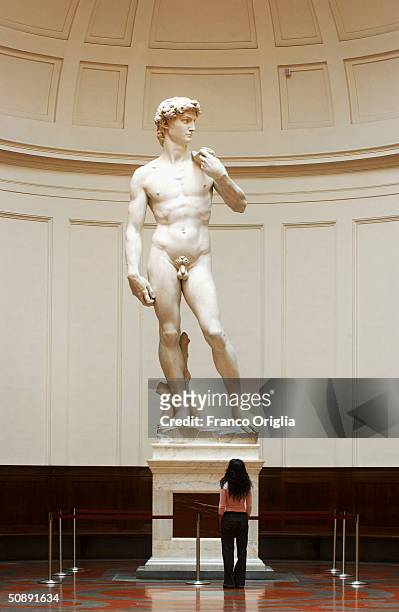 Restoration work on Michelangelo's masterpiece David is completed, May 24, 2004 at the Galleria dell'Accademia in Florence. The work has taken a...