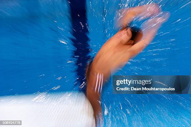 Youssef Amr Ezzat of Egypt competes in the Mens 1m Springboard Final during the Senet Diving Cup held at Pieter van den Hoogenband Swimming Stadium...