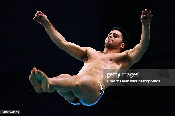 Hamid Karimi of Iran competes in the Mens 1m Springboard Final during the Senet Diving Cup held at Pieter van den Hoogenband Swimming Stadium on...