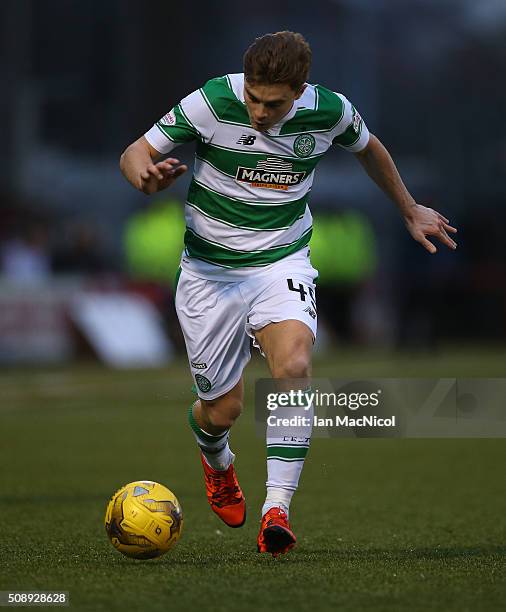 James Forrest of Celtic controls the ball during the William Hill Scottish Cup Fifth Round match between East Kilbride and Celtic at Excelsior...