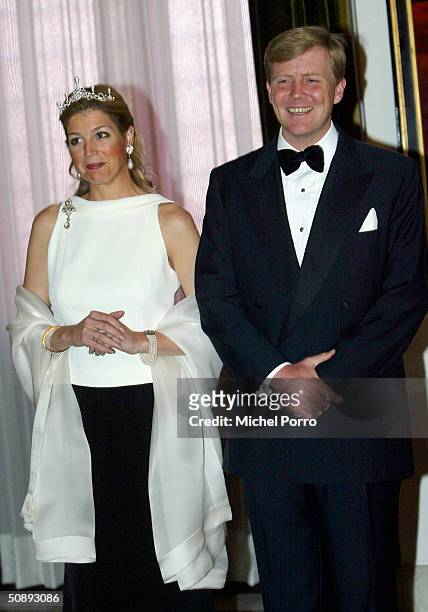 Dutch Princess Maxima and Crown Prince Willem Alexander attend a dinner held in the honor of the Swiss President Joseph Deiss and his wife at the...