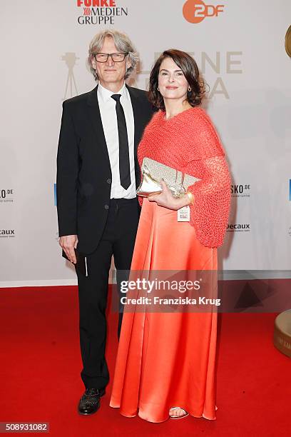 Martin Langer and Barbara Auer attend the Goldene Kamera 2016 on February 6, 2016 in Hamburg, Germany.