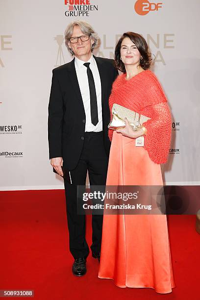 Martin Langer and Barbara Auer attend the Goldene Kamera 2016 on February 6, 2016 in Hamburg, Germany.