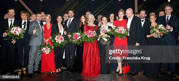 Groupshot at the Goldene Kamera 2016 show on February 6, 2016 in Hamburg, Germany.