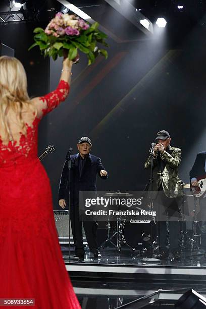 Michelle Hunziker and The Beach Boys attend the Goldene Kamera 2016 show on February 6, 2016 in Hamburg, Germany.