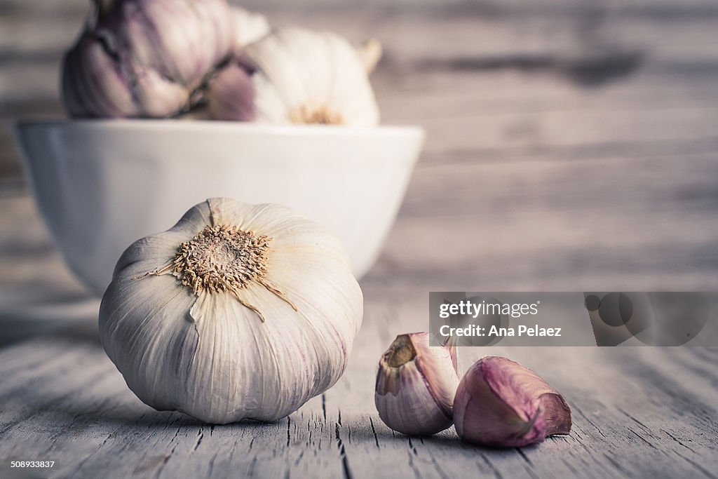 Garlic bulbs and cloves