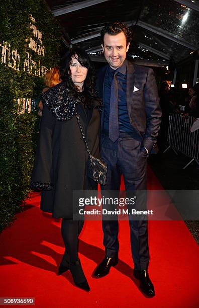 Danny Mays and Louise Burton arrive at the London Evening Standard British Film Awards at Television Centre on February 7, 2016 in London, England.