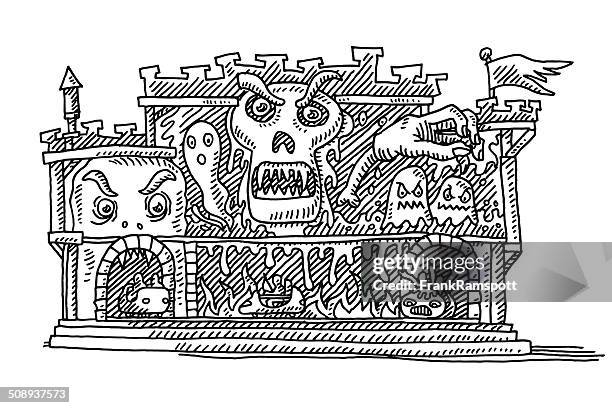 ghost train amusement park drawing - ghost train stock illustrations