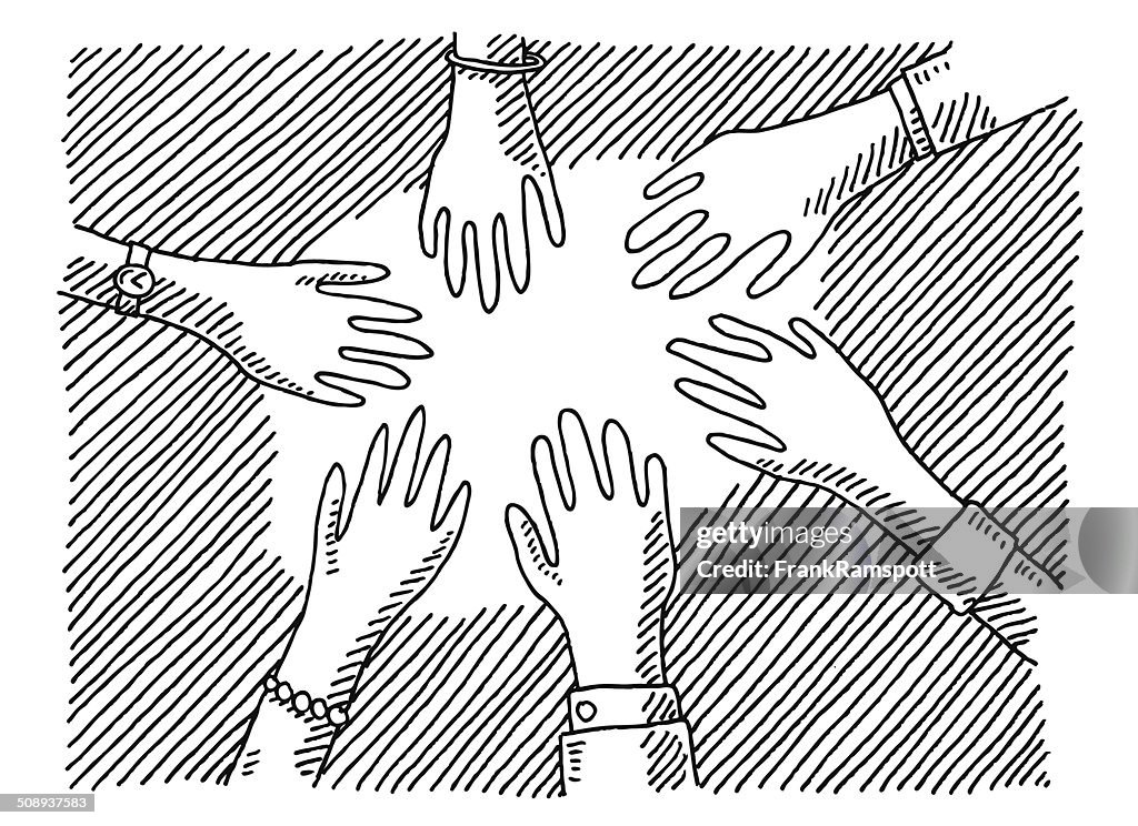 Hands Togetherness Concept Drawing