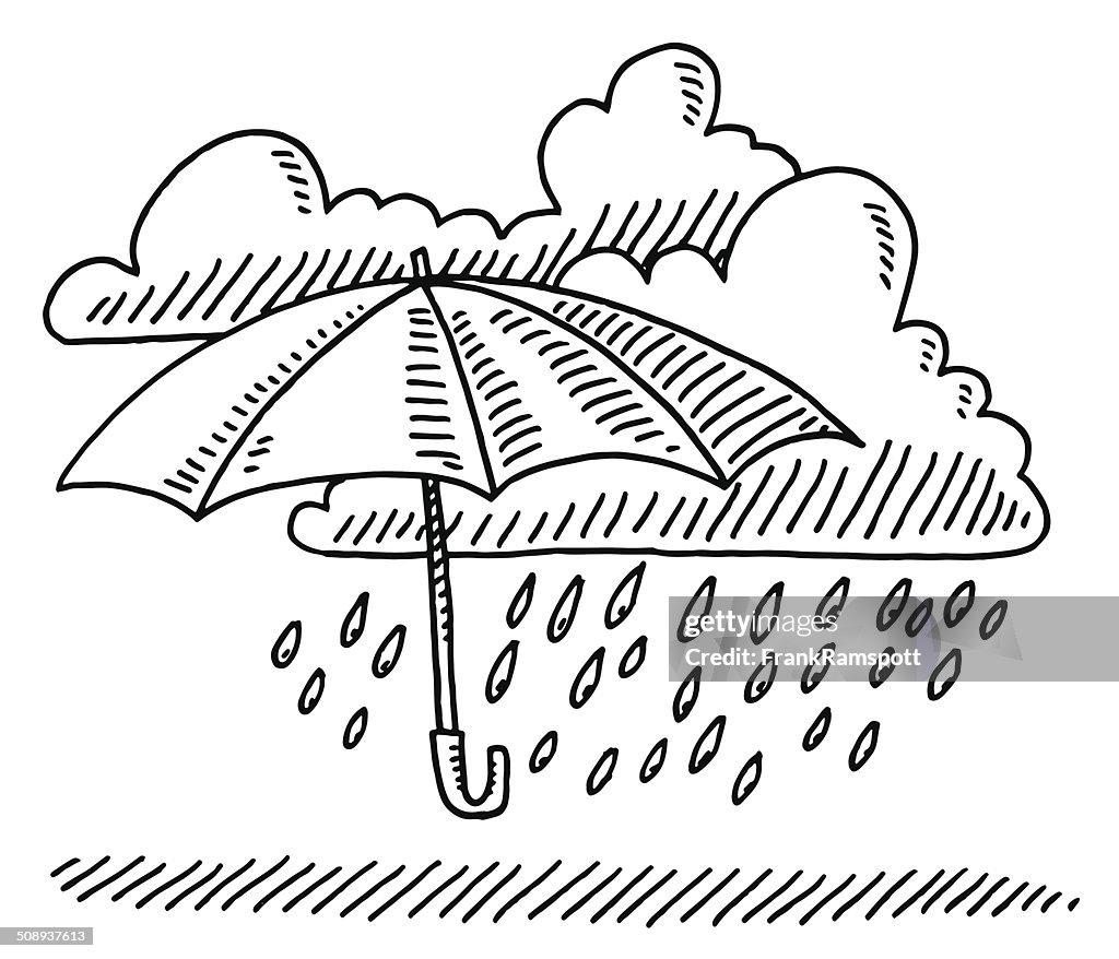 Weather Symbol Umbrella Cloud Rain Drawing