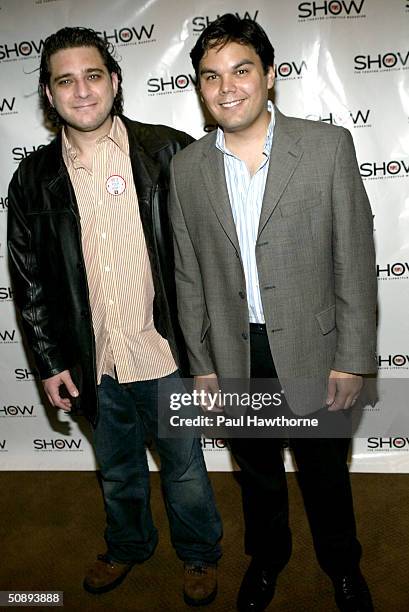 "Avenue Q" writers Jeff Marx and Robert Lobez attend Show People Magazine Celebrates the 2003-2004 Tony Awards party at Gotham Hall May 24, 2004 in...