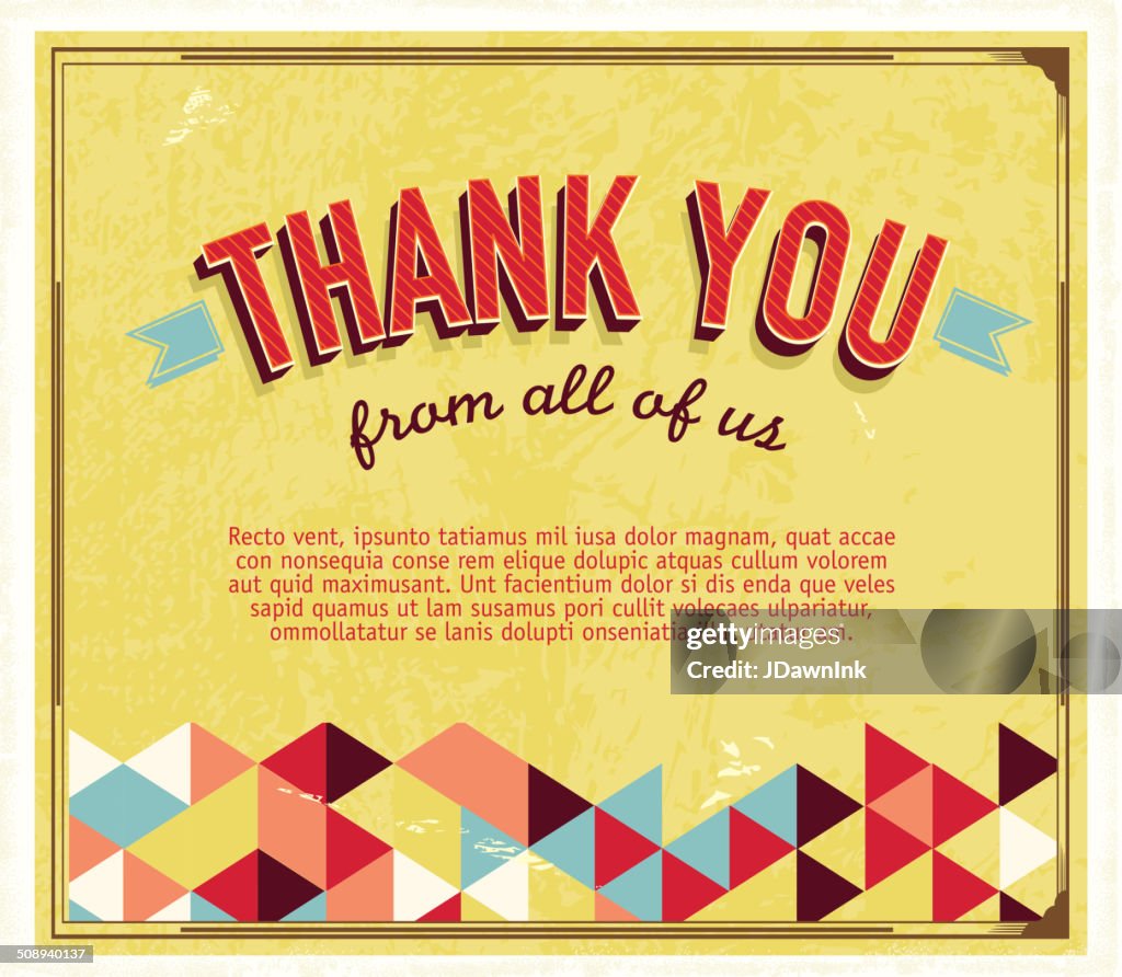 Thank you greeting card template with triangle pattern