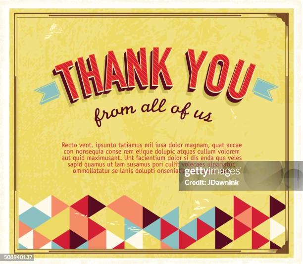 thank you greeting card template with triangle pattern - thank you stock illustrations