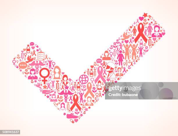 check mark breast cancer awareness royalty free vector art - receive flowers stock illustrations