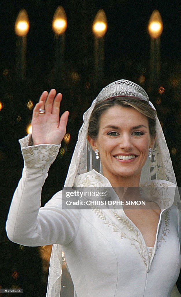 Princess of Asturias Letizia Ortiz waves