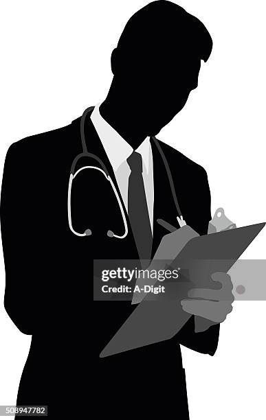 attentive family doctor - gray coat stock illustrations