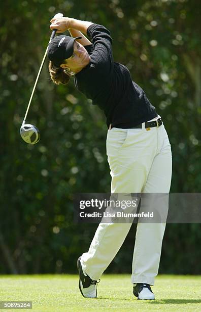 Eathorne hits a shot during the first round of the Office Depot Championship on April 2, 2004 at the El Caballero Country Club in Tarzana, California.