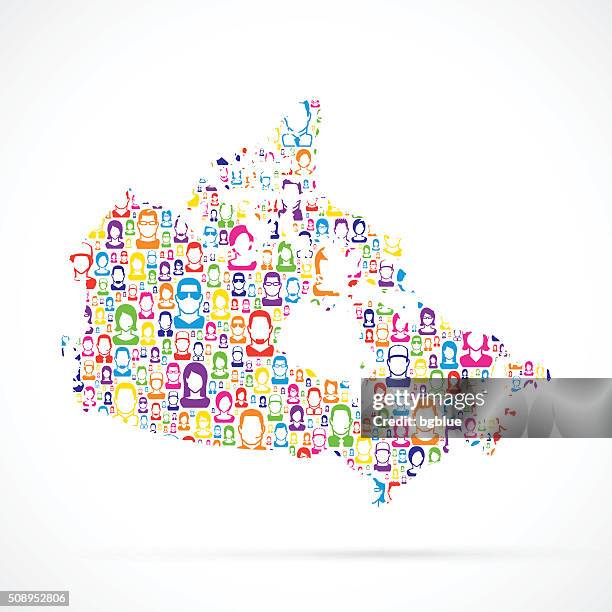 canada map with people - population and ethnic group stock illustrations