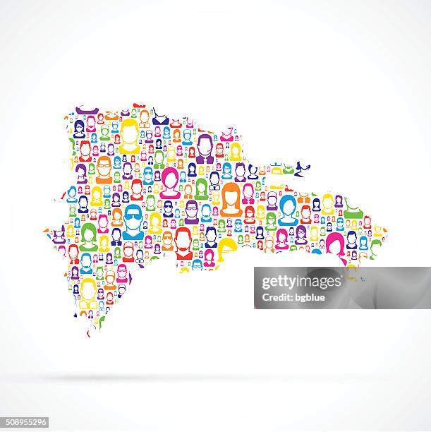 dominican republic map with people - dominican republic people stock illustrations
