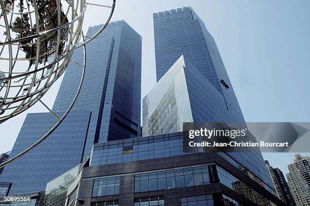 An exterior view of the new Time Warner Building is seen in Columbus Circle April 29, 2004 in the Manhattan borough of New York City. The building...