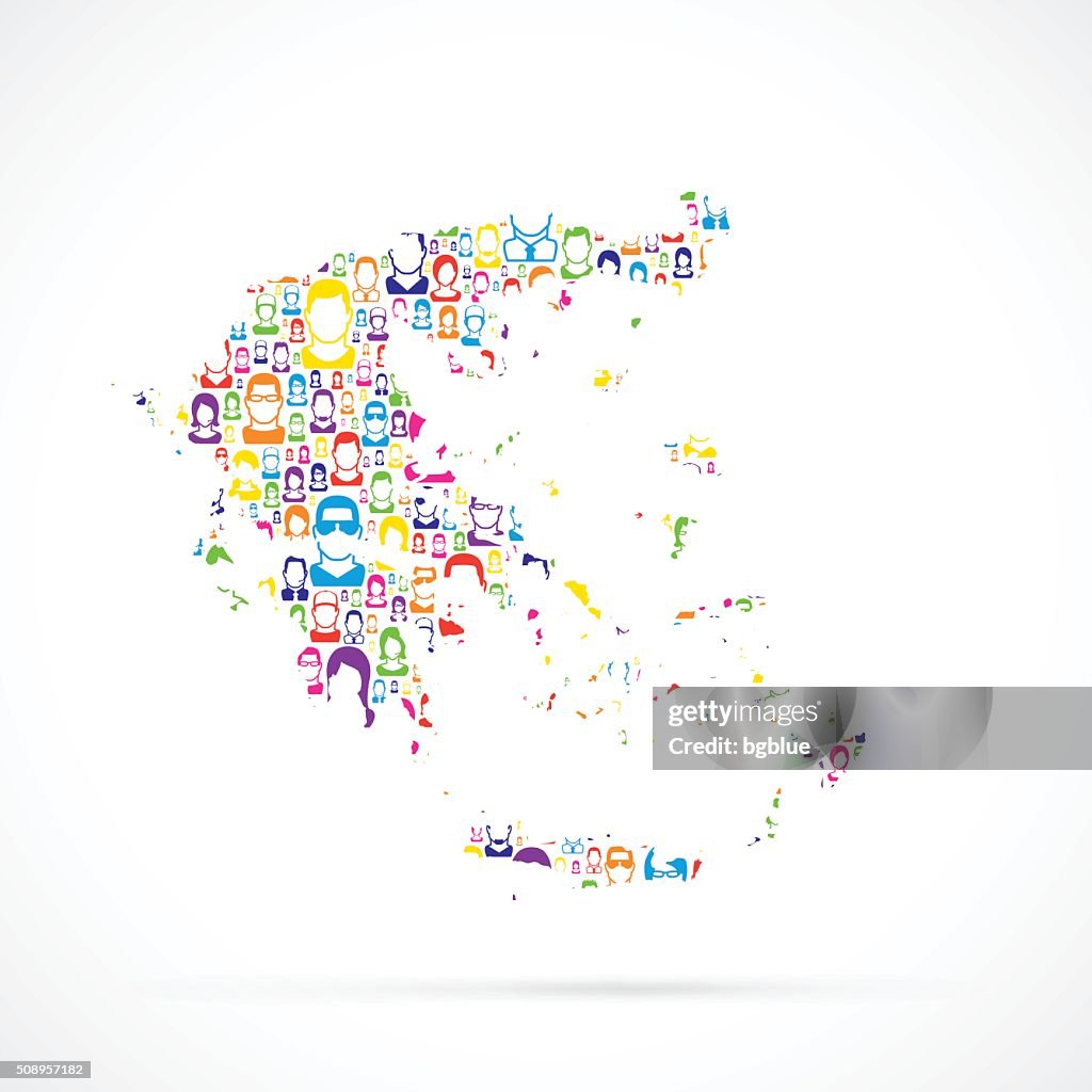 Greece Map with People