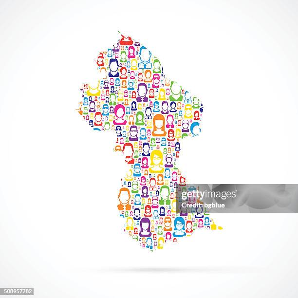guyana map with people - guyana stock illustrations