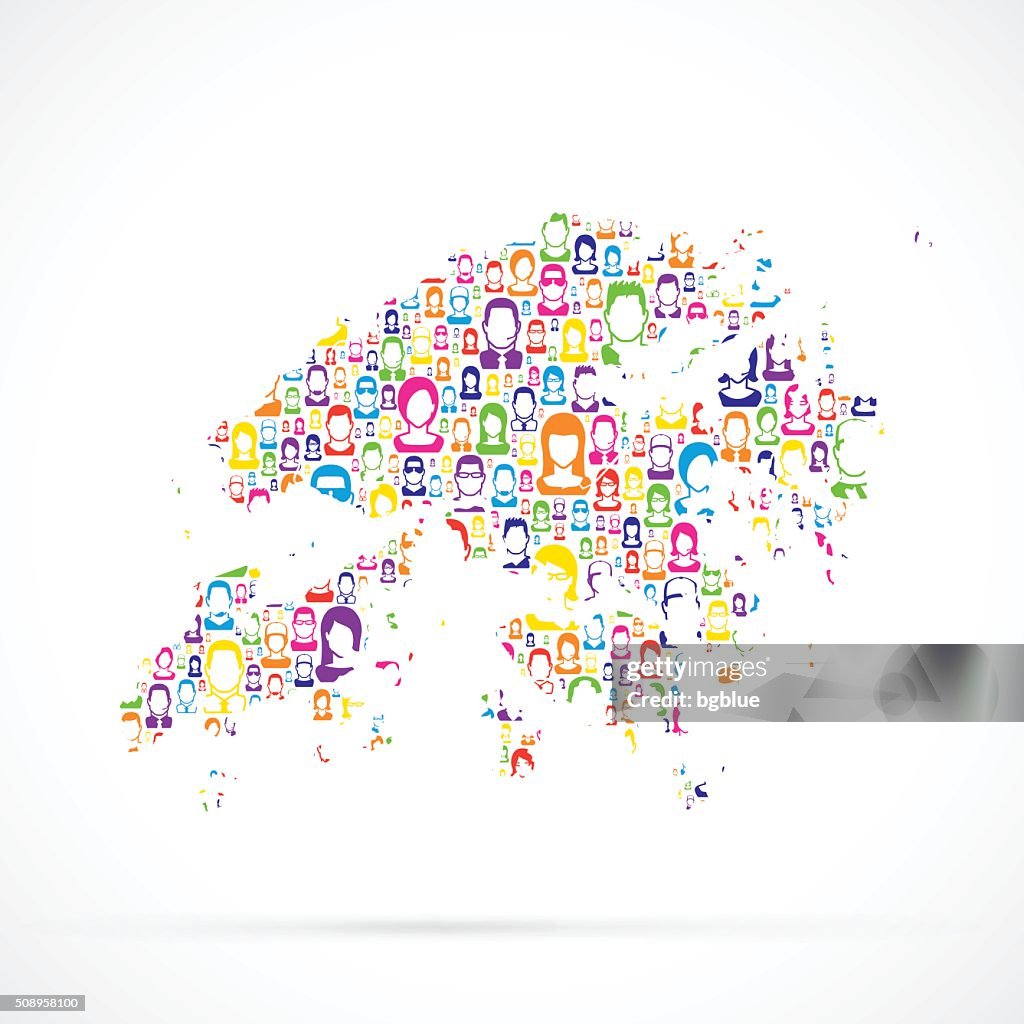 Hong Kong Map with People