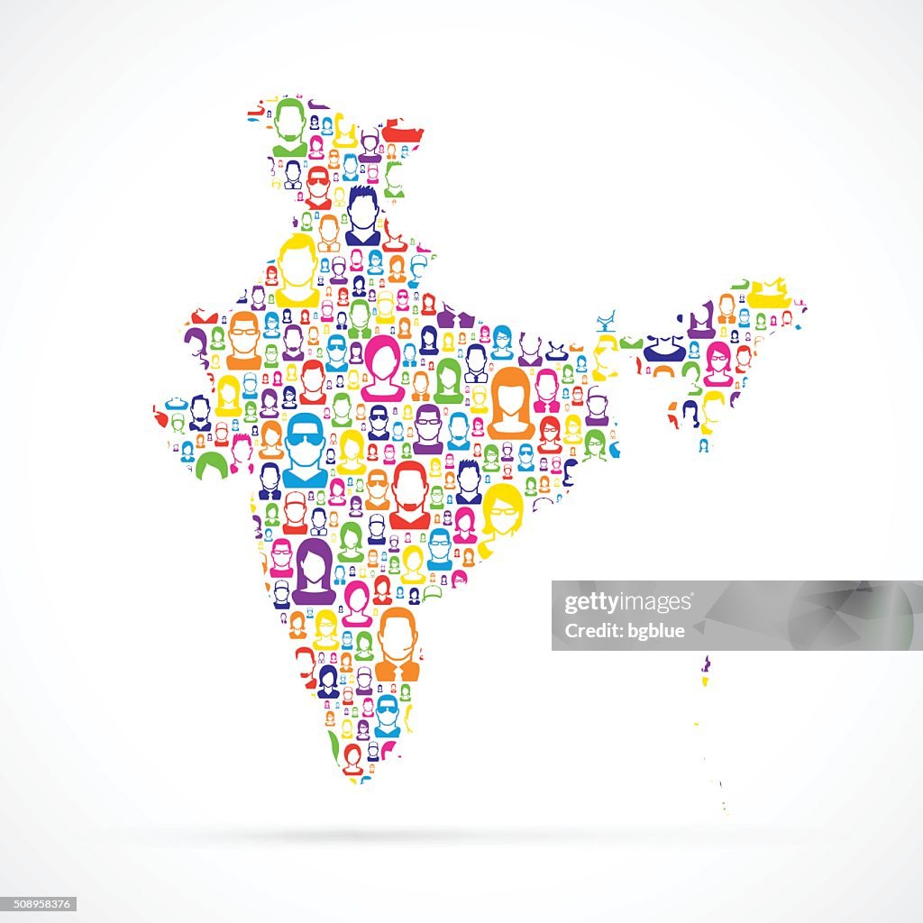 India Map with People