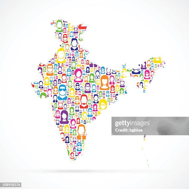 india map with people - woman map stock illustrations