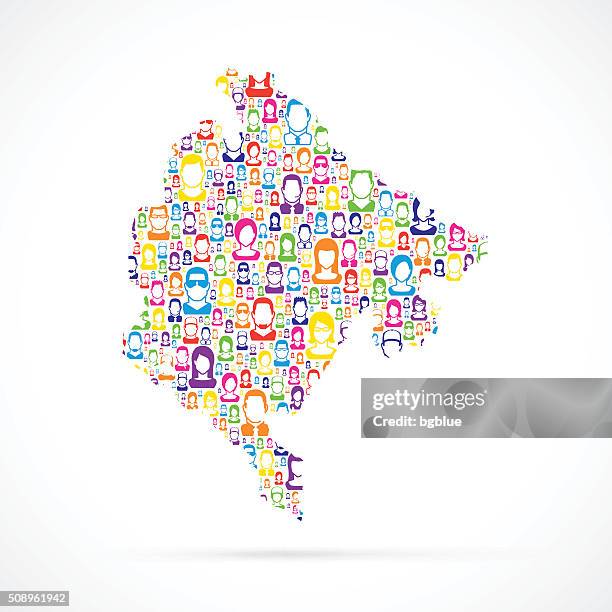 montenegro map with people - podgorica stock illustrations