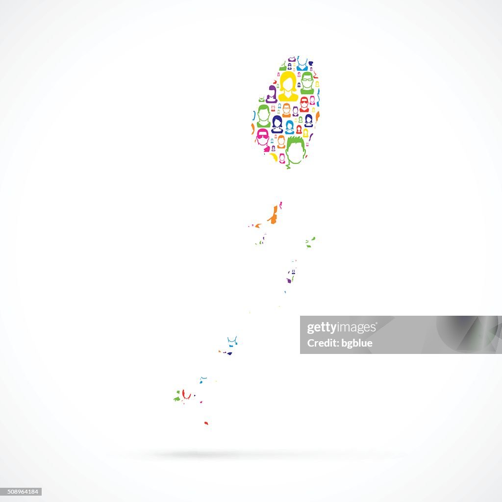 Saint Vincent and the Grenadines Map with People