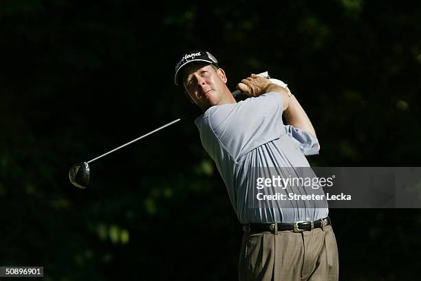 Glen Day hits a shot during the second round of the Wachovia Championship at the Quail Hollow Club on May 7, 2004 in Charlotte, North Carolina.