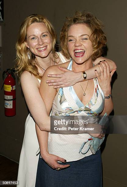 Actresses Laura Linney and Ana Reeder attend the after party for the opening night of "Sight Unseen" May 25, 2004 in New York City.
