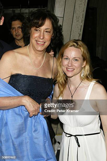 Mahattan Theatre Company Artistic Director Lynne Meadow and Actress Laura Linney attend the after party for the opening night of "Sight Unseen" May...