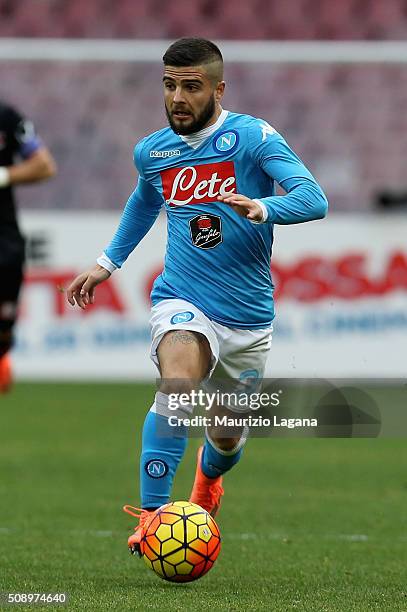 Lorenzo Insigne of Napoli during the Serie A match between SSC Napoli and Carpi FC at Stadio San Paolo on February 7, 2016 in Naples, Italy.