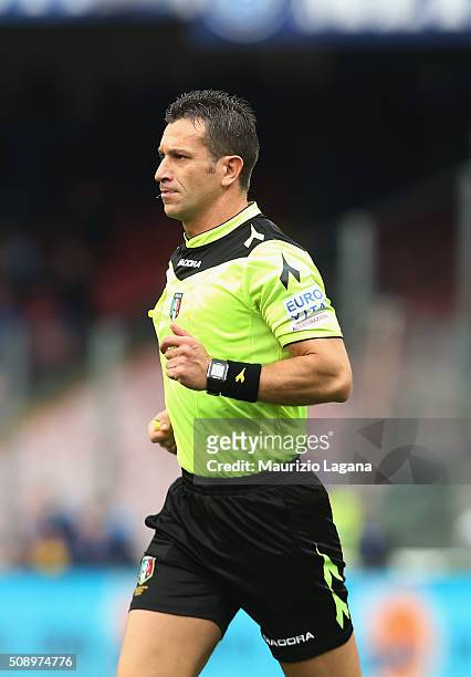 The referee Daniele Doveri during the Serie A match between SSC Napoli and Carpi FC at Stadio San Paolo on February 7, 2016 in Naples, Italy.