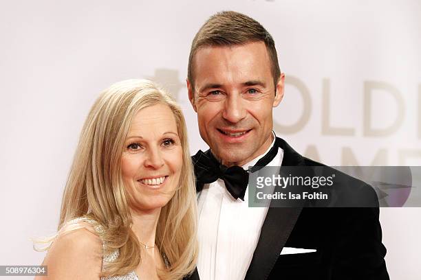 Kai Pflaume and his wife Ilke Pflaume attend the Goldene Kamera 2016 on February 6, 2016 in Hamburg, Germany.