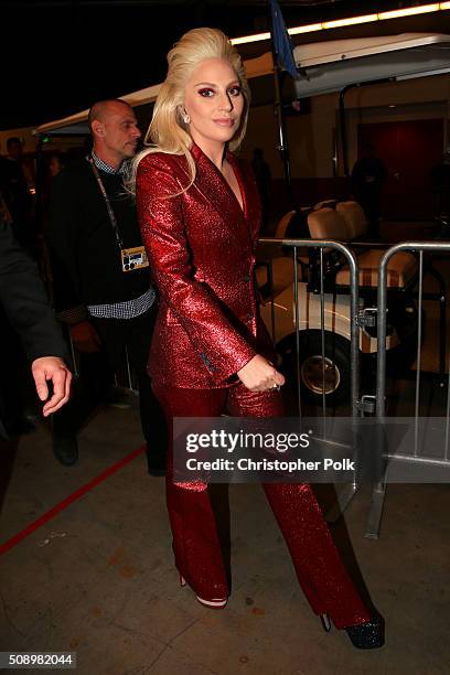 Lady Gaga attends Super Bowl 50 at Levi's Stadium on February 7, 2016 in Santa Clara, California.