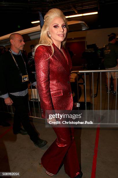 Lady Gaga attends Super Bowl 50 at Levi's Stadium on February 7, 2016 in Santa Clara, California.