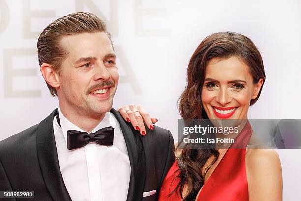 Klaas Heufer-Umlauf and Doris Golpashin attend the Goldene Kamera 2016 on February 6, 2016 in Hamburg, Germany.