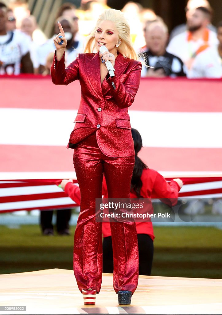 Lady Gaga Sings The National Anthem At Super Bowl 50