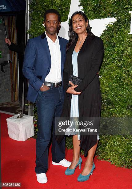 Adrian Lester and Lolita Chakrabarti attend the London Evening Standard British Film Awards at Television Centre on February 7, 2016 in London,...