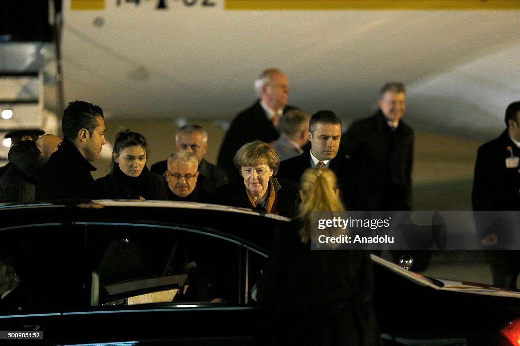 German Chancellor Angela Merkel arrives in Turkey