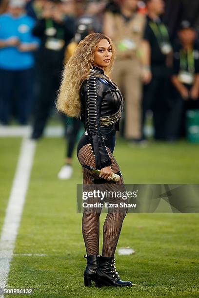 Beyonce performs during the Pepsi Super Bowl 50 Halftime Show at Levi's Stadium on February 7, 2016 in Santa Clara, California.