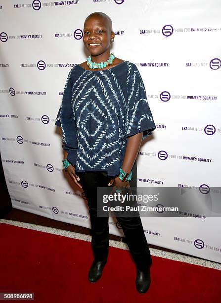 Actress Agunda Okeyo attends A Night Of Comedy with Jane Fonda presented by the Fund For Women's Equality & ERA Coalition Carolines On Broadway on...