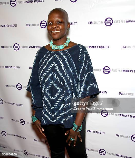 Actress Agunda Okeyo attends A Night Of Comedy with Jane Fonda presented by the Fund For Women's Equality & ERA Coalition Carolines On Broadway on...